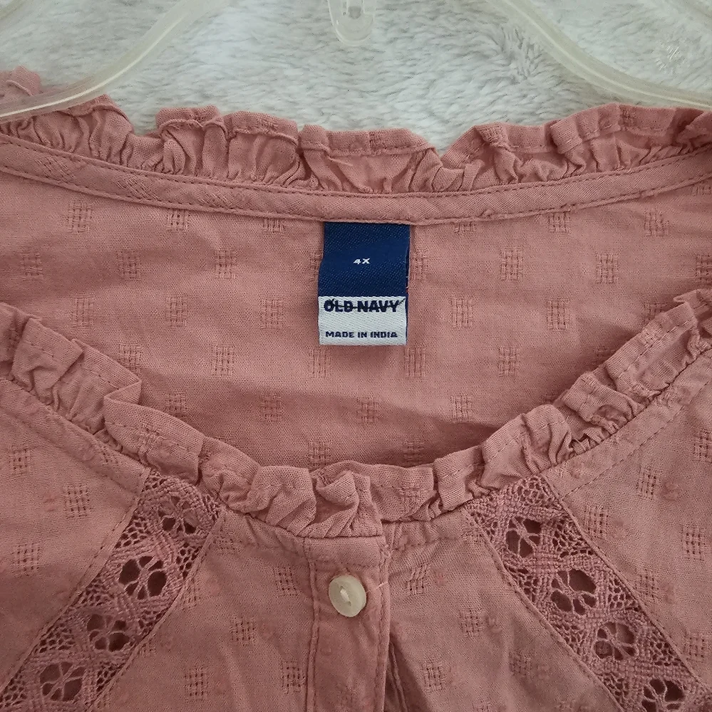 Old Navy Pink Cotton Blouse Sz 4X - Picture 4 of 4